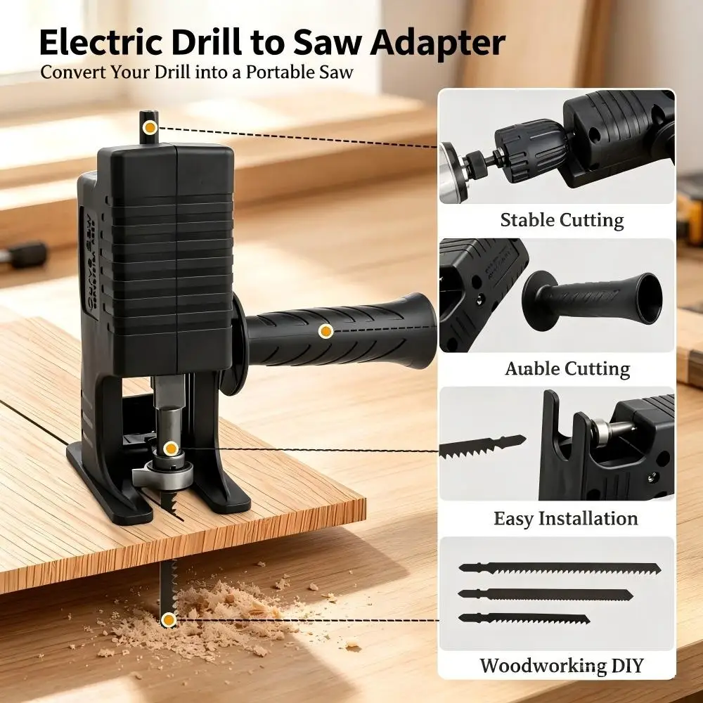 Universal Drill to Reciprocating Saw Converter Kit,Portable Modified saw Attachment with Saw Blades for Household DIY Cutting
