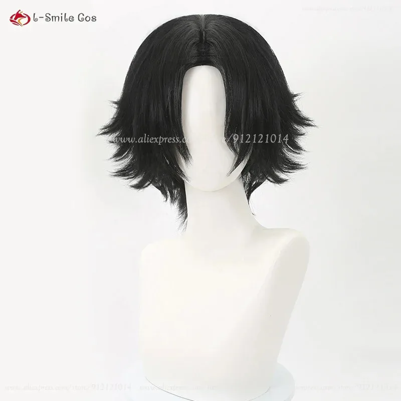 

Lucilfer Short Black Chrollo Cosplay Anime Wigs Heat Resistant Synthetic Hair Halloween + Wig Cap