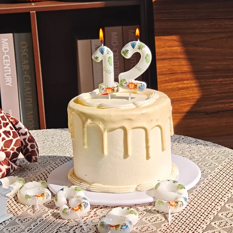 Wild Animal 0-9 Number Candle, Jungle Safari Cake Topper for Wildlife Park & Wild-Themed Birthday Decorations