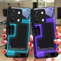 Blue Circuit Board For OnePlus Nord 3 5 6T 7 Pro 8 12 10T Reno8 Lite 5G 10R Nord N30 Hard Shell Tempered Glass Phone Case Black