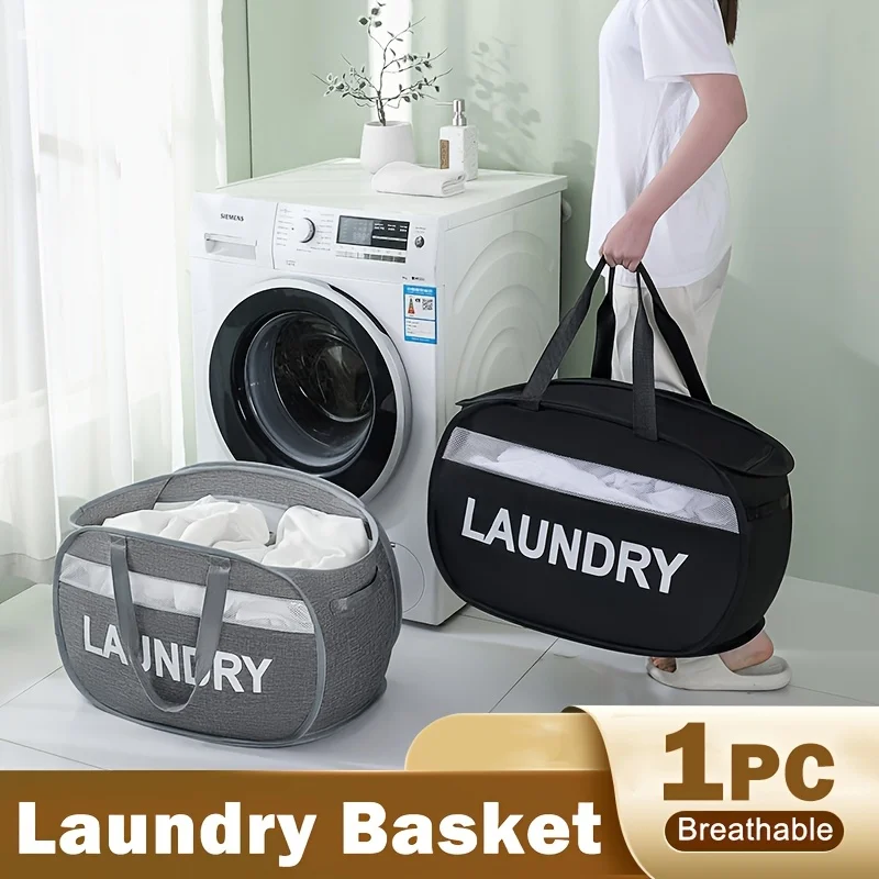 

1pc Foldable Laundry Basket Breathable Oxford Fabric Storage Bag for Dirty Clothes Organizer Bag Large-capacity Laundry Bag