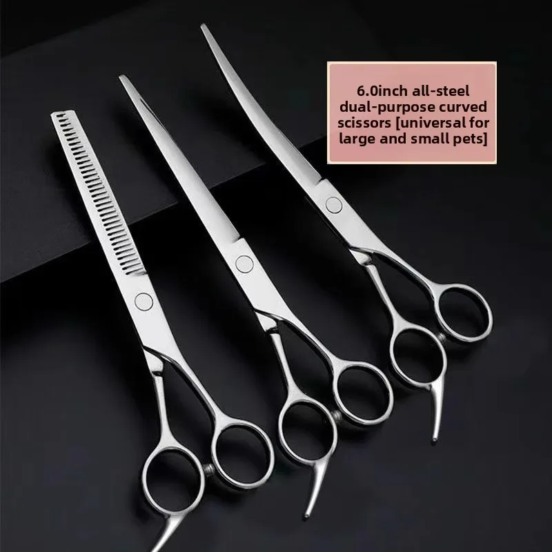 Pet Grooming Scissors Set Professional Dog Hair Cutting Shears Curved Thinning Scissors for Poodle Teddy Dog Grooming Kit