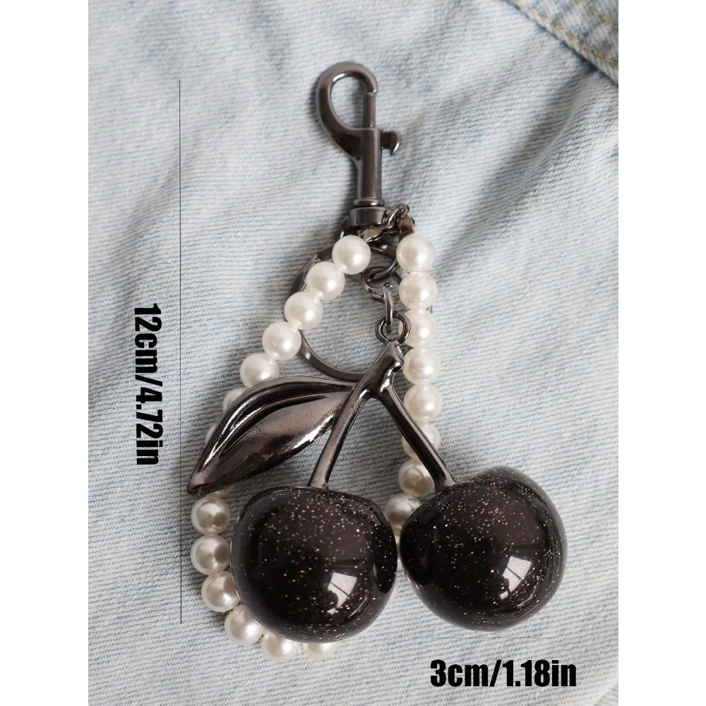 Mode Köstliche Rote Kirsche Schlüsselbund Sommer Früchte Kirschen Anhänger Schlüsselring Für Frauen Männer Schmuck Tasche Schlüssel Zubehör Geschenk