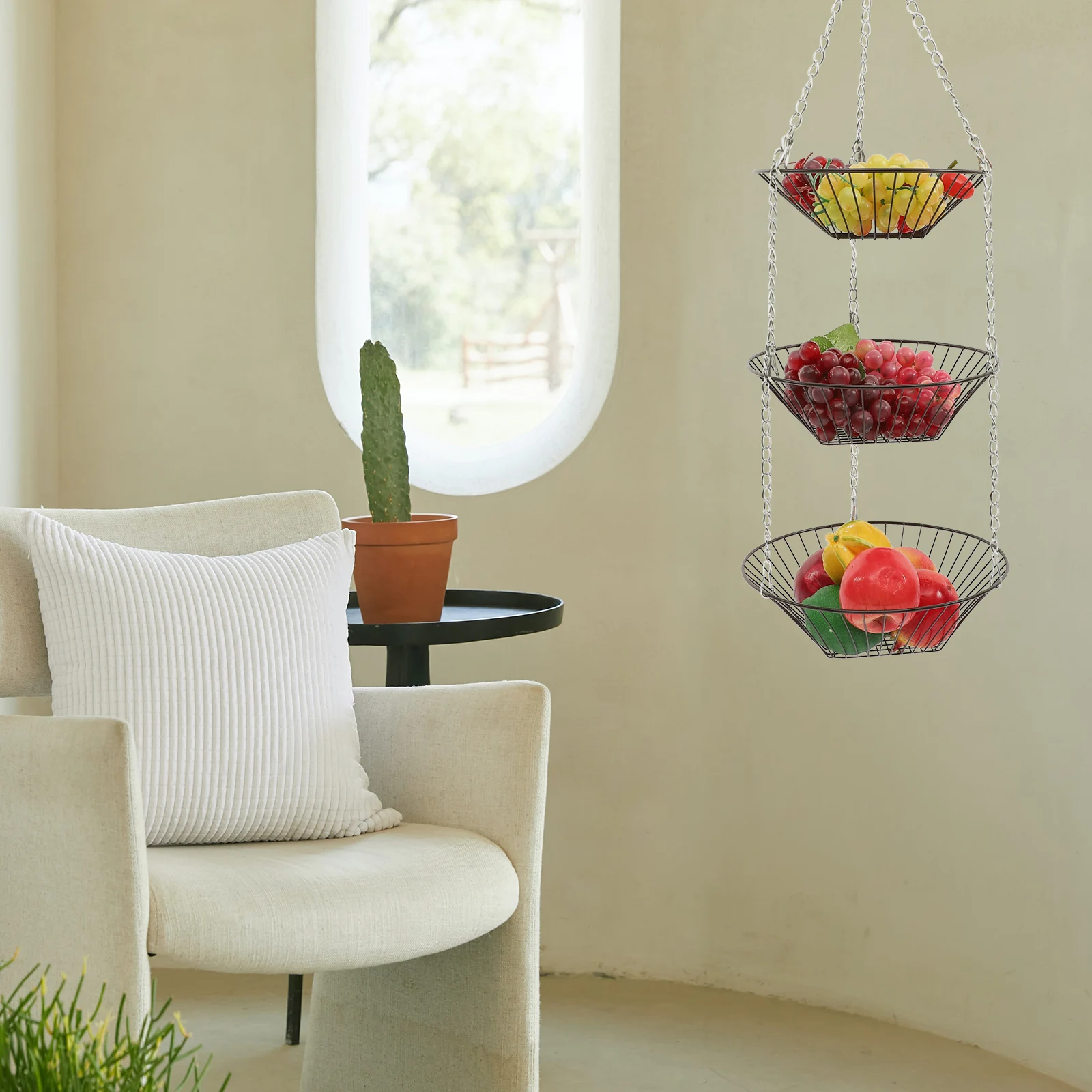 

Iron Wire Hanging Basket 3 Tier Kitchen Fruit Vegetable Storage Multifunction Baskets ganizer Wall Decor Save Space