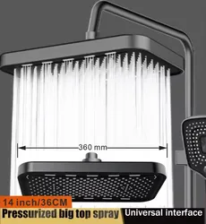 New 360mm Big Panel Large Flow Supercharge Rainfall Ceiling Mounted Shower Head 360 Rotation High Pressure Bathroom Shower