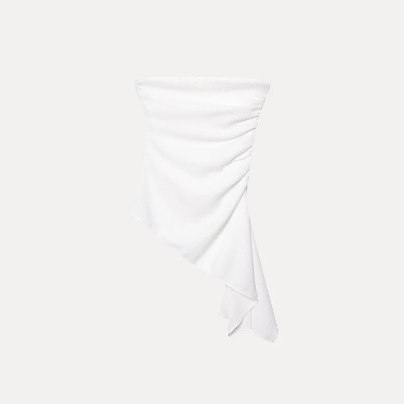 Frühling 2025, Damen Faion Wrap Brust Top, Street Sle, reine Farbe, hochwertige Textur, Eleganz, Z-Polyester-Material