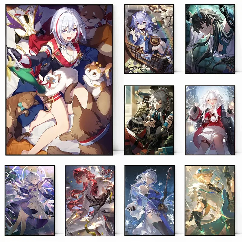 Gra wideo Honkai Star Rail Hot Anime Characters Gamer Posters and Prints Canvas Printing Wall Art Picture for Living Room Decor