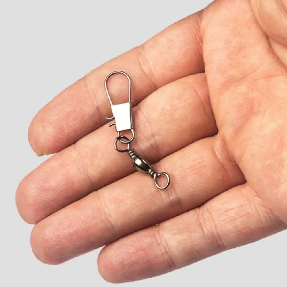 

100pcs/Pack Carbon Steel Swivels Fishing Connector Solid Rings Barrel Rolling Swivel Snap Fastlock Clips B-type Pin with Snap