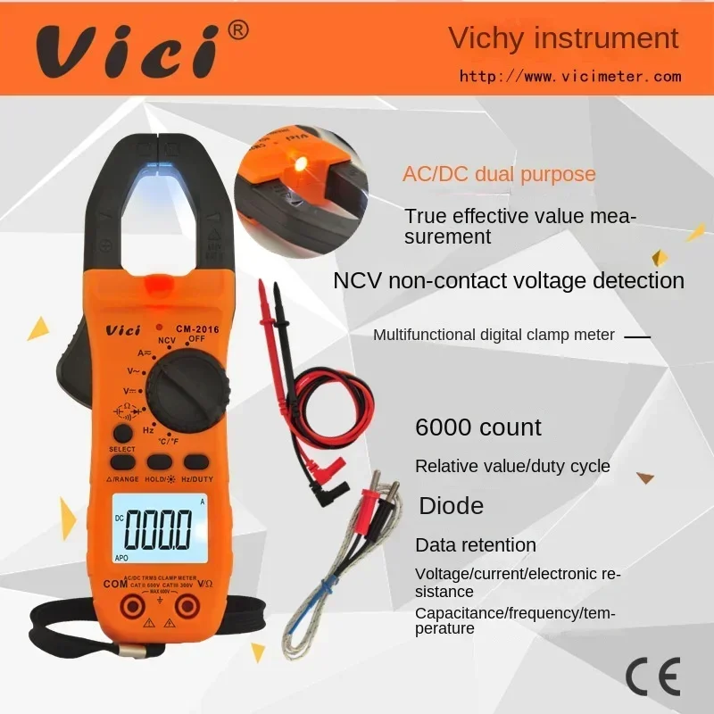 VICI CM-2016 Digital Clamp Multimeter, 800A AC/DC High Precision Clamp Current Tester