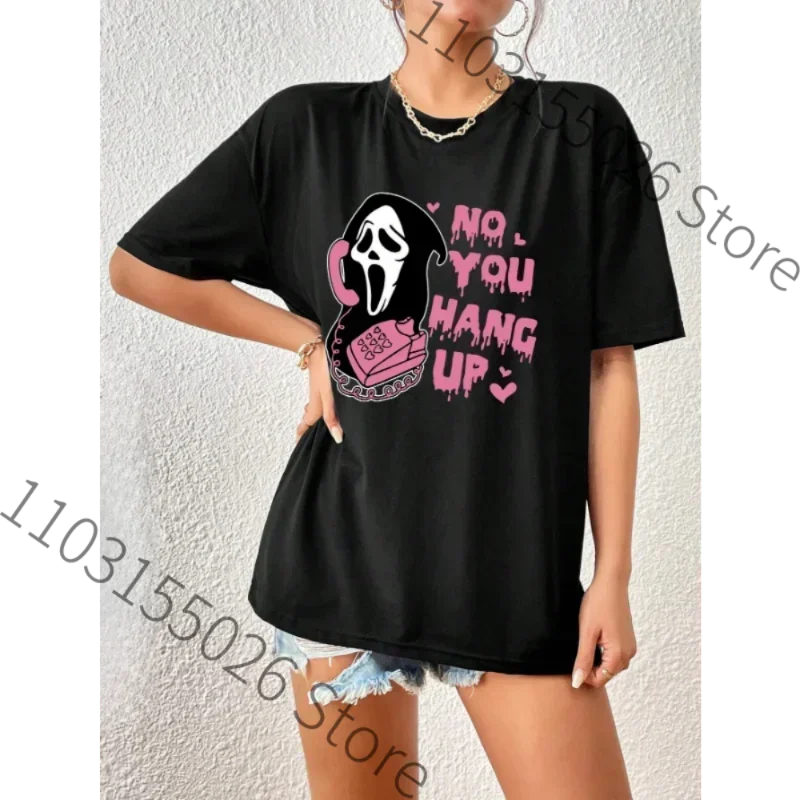 

Plus Size Women Cute Cartoon Ghost T-Shirt Letter Short Sleeve Clothing Female Cotton Harajuk Hip Hop Tops Tee Casual Streetwear