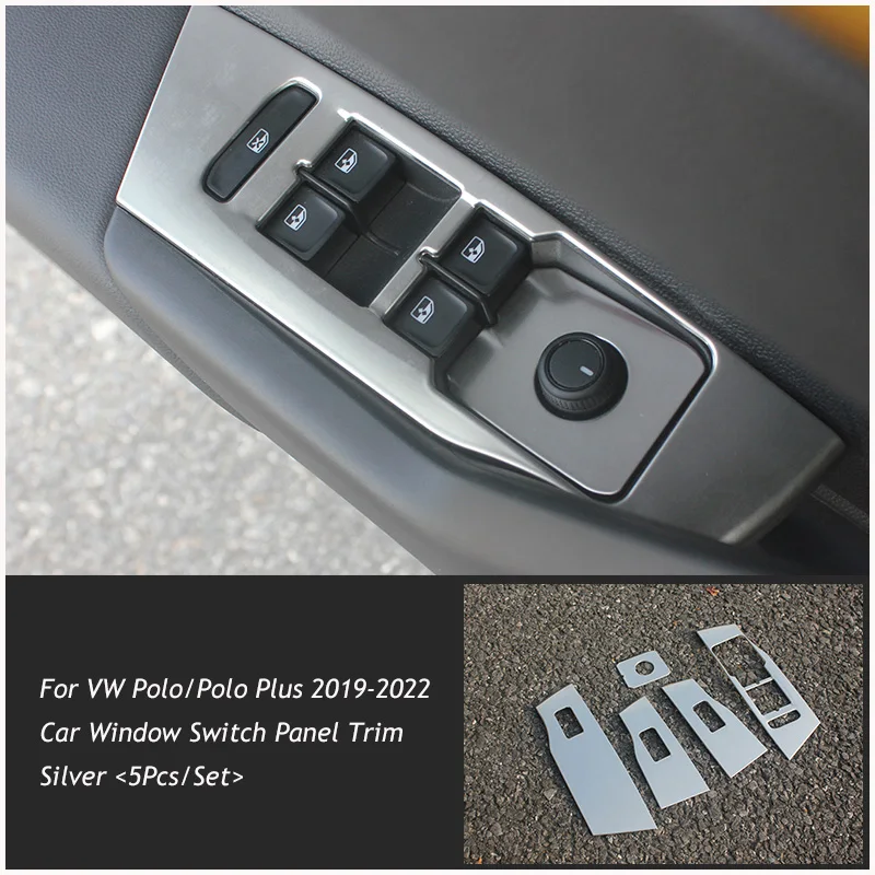 Window Switch Panel Adjust Cover Trim Stickers Strips Garnish Decoration Car Styling For VW Polo/pPolo Plus 2019 2020 2021 2022