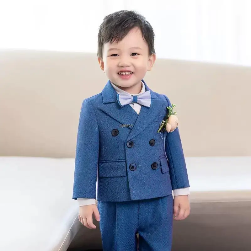 Children Shiny Wedding Suit Baby Boys 1 Year Birthday Dress Kids Luxurious Photograph Suit Child Performance Party Show Dress