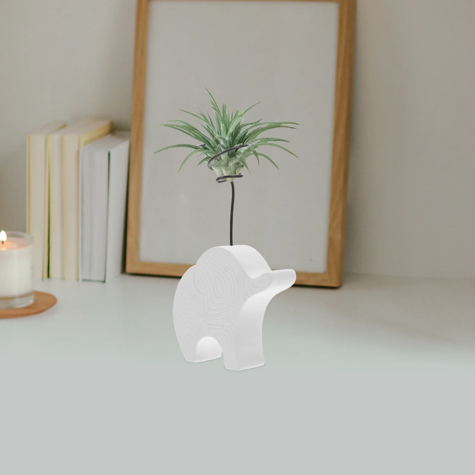 

Elegant Cement Plant Stand for Air Plants Versatile Indoor Display Holder Refreshing Greenery Decorative Base Modern Home Office