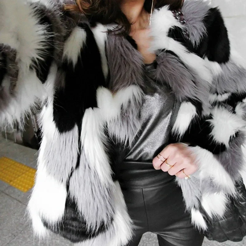 Faux Fur Coat Autumn and Winter New Women's Clothing Full Leather Faux Fox Fur Round Neck Short Coat Trend