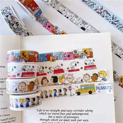 Snoopy Charlie Brown Cartoon Paper Tape Handbook Material Card Creative Cute DIY Sealing Sticker Kawaii Decorative Sticker Gift