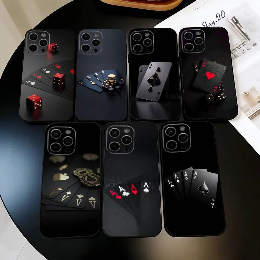 

Play P-Poker Fashion Phone Case For iPhone 17,16,15,14,13,12,11 Plus,Pro Max,XS,Soft Silicone Black Cover