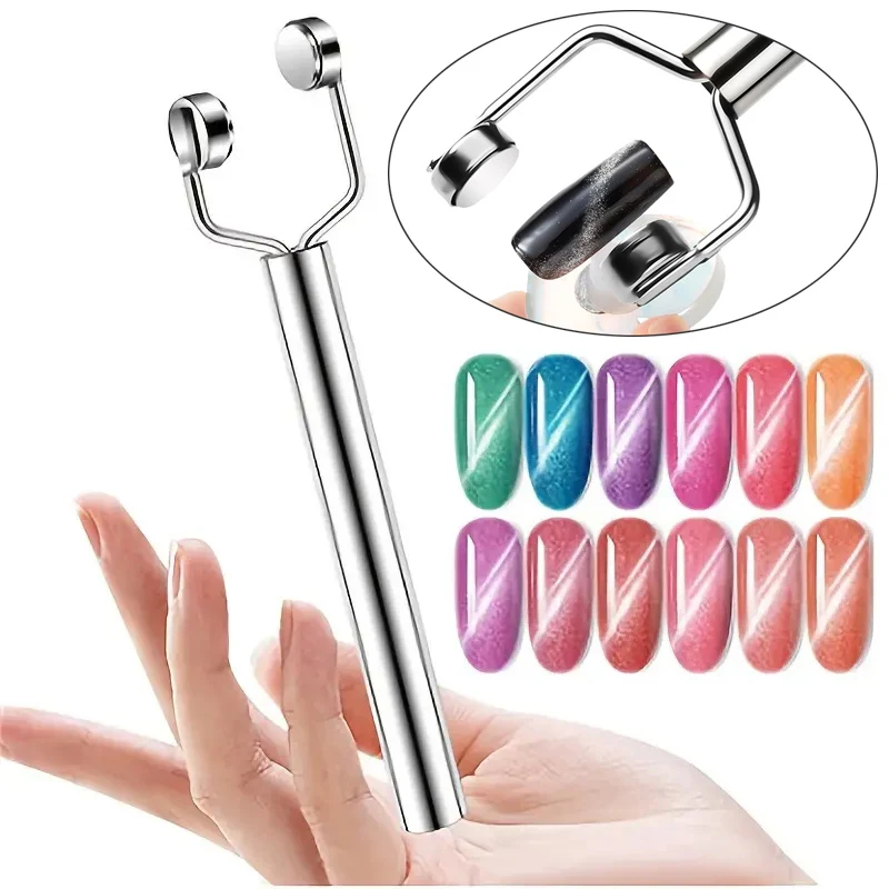 Dwugłowicowe kije magnetyczne do paznokci Cat Eye 3 w 1 w kształcie litery Y Przenośne kije magnetyczne do paznokci Cat Eye Gel Polish Magnet Tools