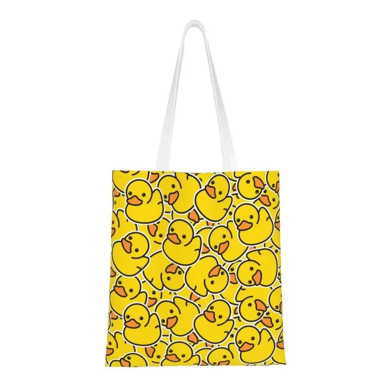 

Funny Print Yellow Classic Rubber Duck Gothic Shopping Tote Bags Recycling Canvas Shopper Shoulder Handbag