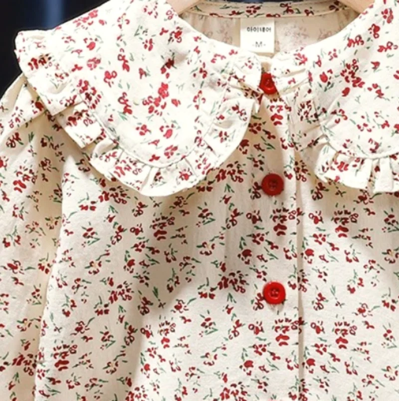 Girls Shirt 2024 Spring New Baby Long Sleeved Shirt Korean Fashion Doll Shirt Little Girl Fashionable Top Blouse for Girls
