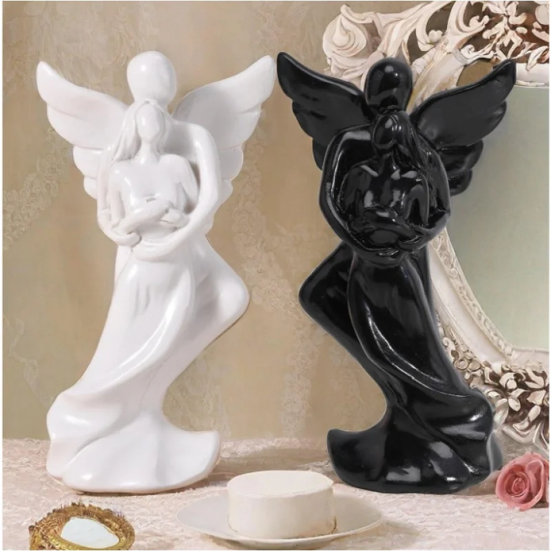 Independent Station Explosion Resin Couple Small Wing Angel Statue Saint Angel Michael Sculpture Home Desk Decoration