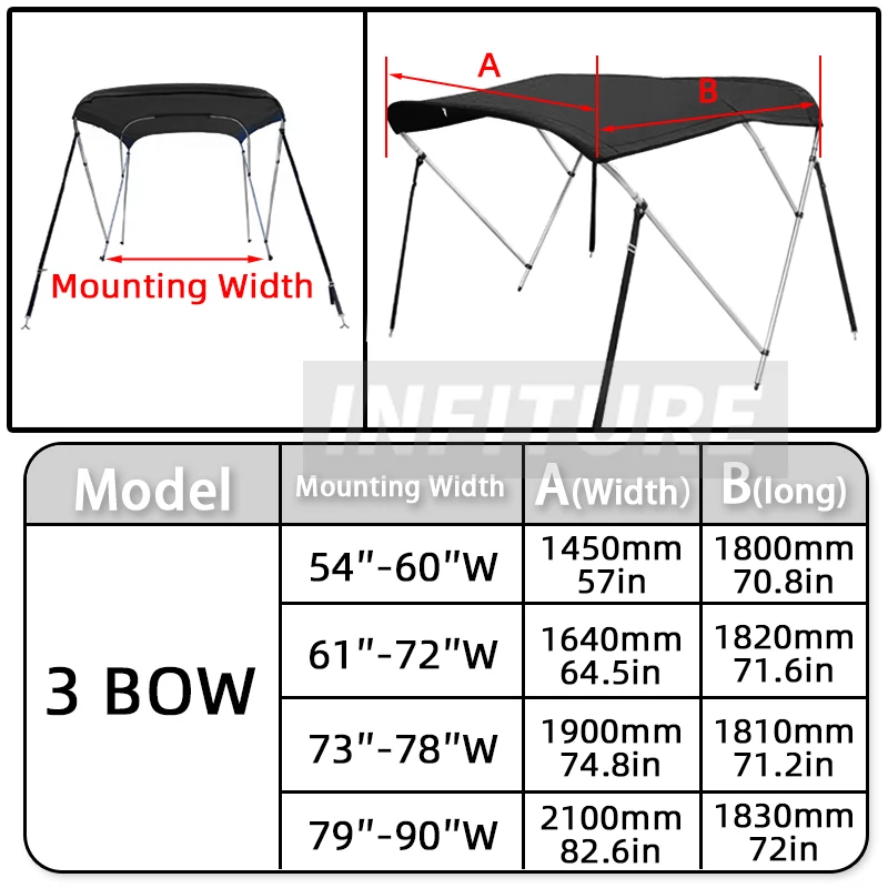 

3 лука для лодки, бимини-топ, 600D, полиэстеровый навес, водонепроницаемый солнцезащитный тент, навес, подходит для лодки, яхты, аксессуары для лодок