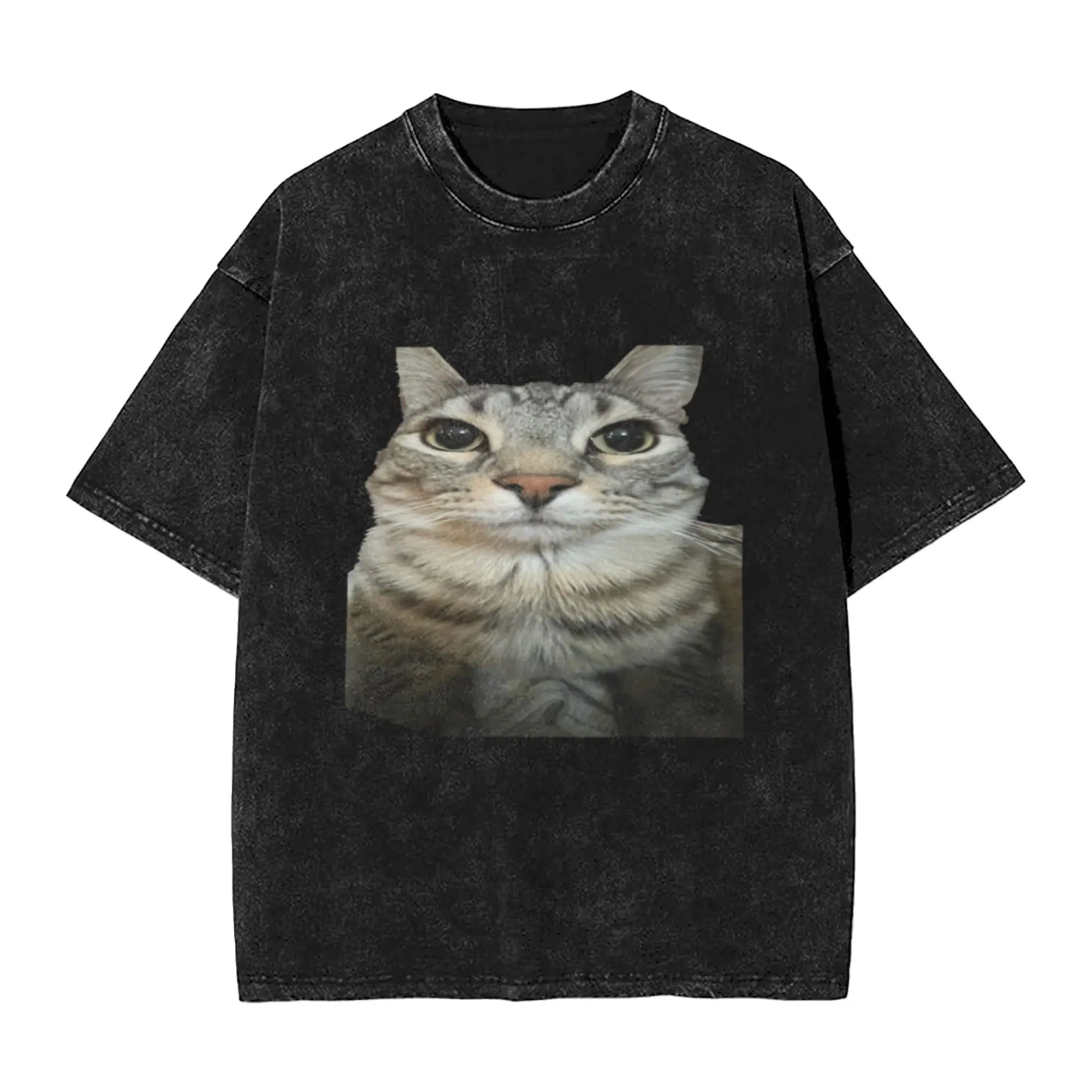 cat looking directly at you png Classic Trendy A T-Shirt Oversized Short Sleeve Cotton Tees Tops