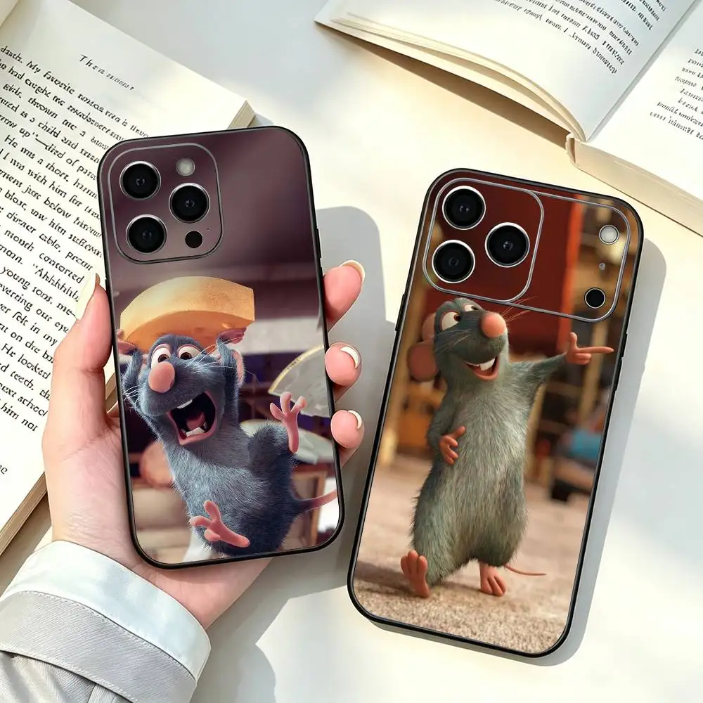 Cartoon Ratatouilles Phone Case For iPhone 17,16,15,14,13,12,11 Plus,Pro Max,XS,Soft Silicone Black Cover