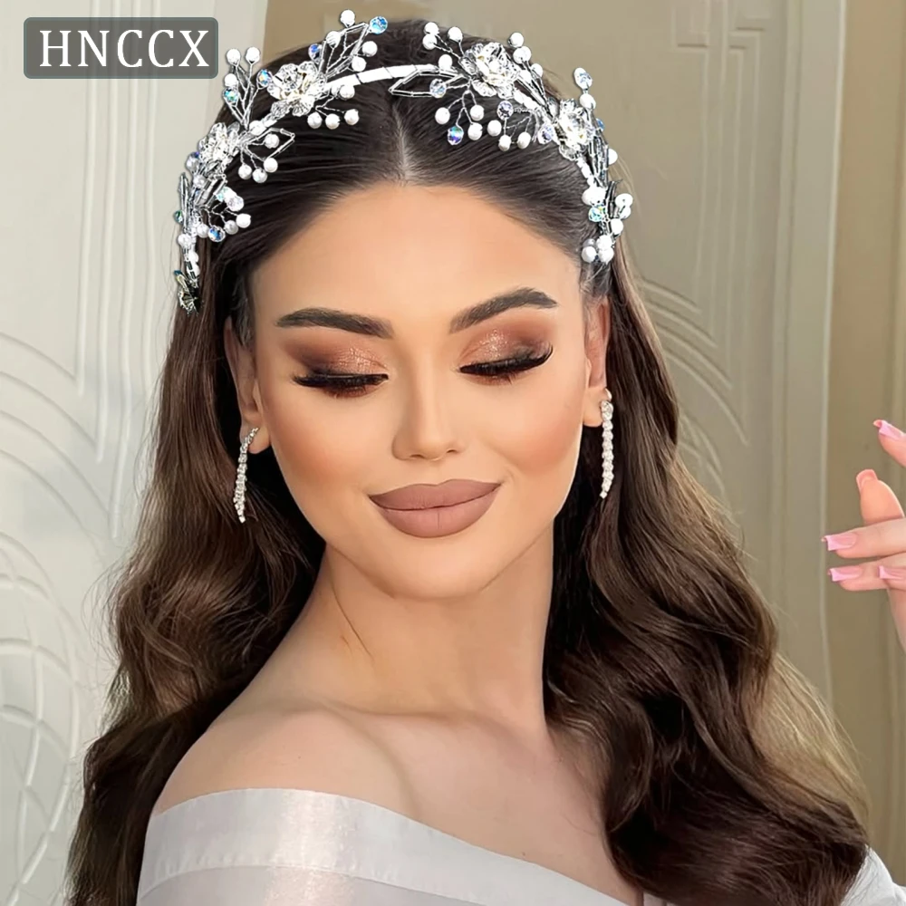 

HNCCX Bride Wedding Hair Hoop Pearl Crystal Headband Shining Headpiece Women Party Tiara Banquet Prom Hair Accessories CP872