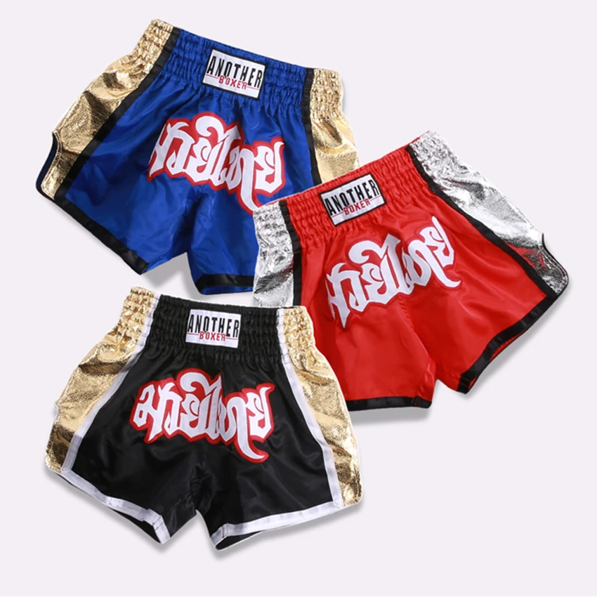 Muay Thai Shorts Men Women Chidren Patchwork Embroidery Boxing Grappling Shorts Combat Kickboxing Training Gym Team Trunks