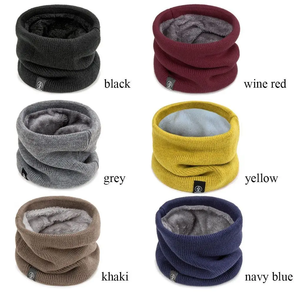

Neck Scarves Soft Knitted Keep Warm Neck Warmer Fashion Wool Fur Thickened Lining Sport Scarf Women Men