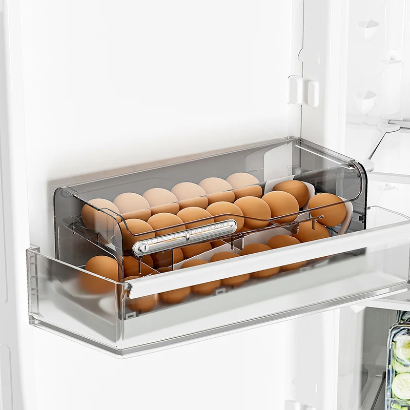 Egg Storage Box, Slide Style Egg Rack, Refrigerator Side Door Storage Rack, Kitchen Storage Box, Timer Preservation Box