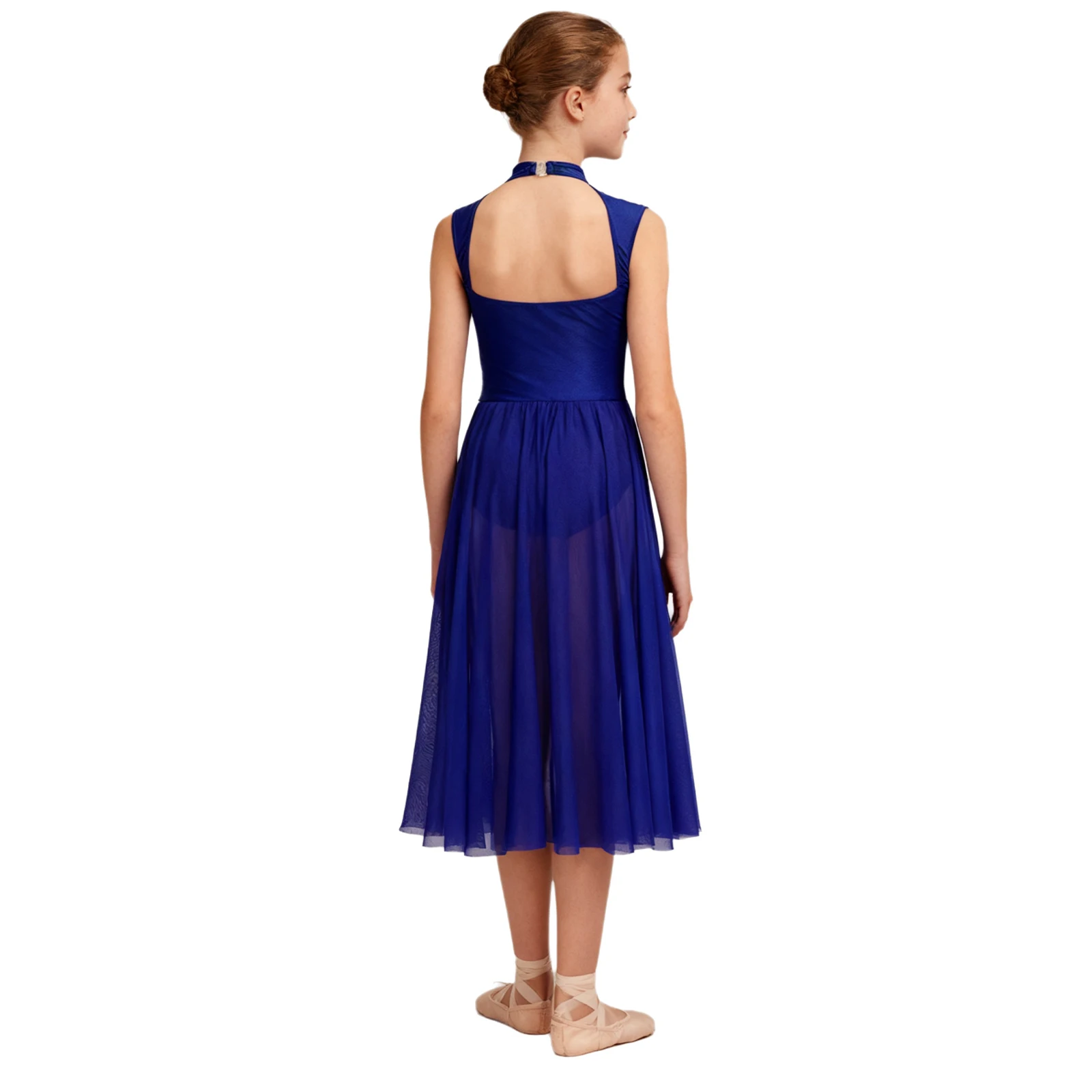 الفتيات غنائية الحديثة فستان رقص معاصر بلا أكمام الأزهار الدانتيل رداء رقص الباليه الجمباز الشكل التزلج أداء زي