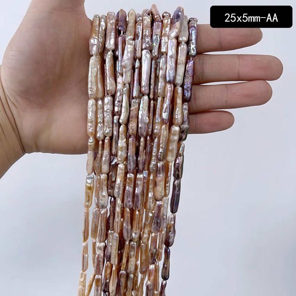 25x5mm AA Natural Freshwater Purple Pearl Exquisite Baroque Loose Strip Bead Jewelry Make DIY Necklace Bracelet Women Wedding