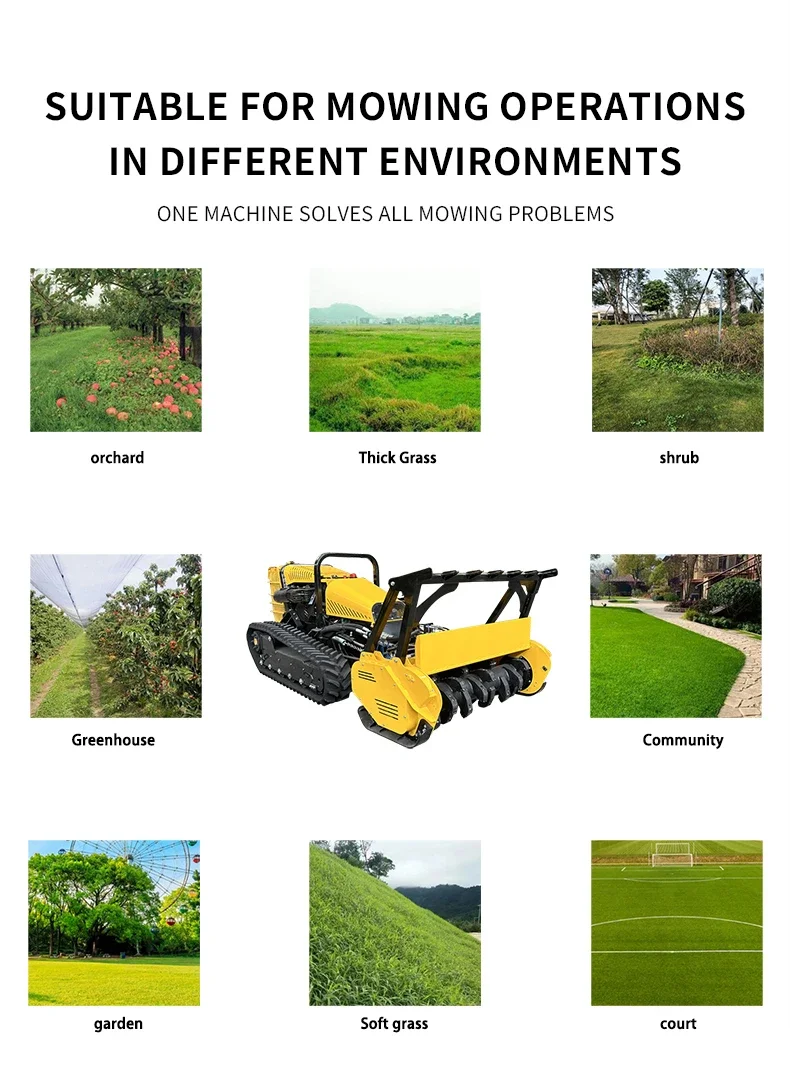 Ferngesteuerter Rasenmäherroboter mit Kettenfunktion, selbstfahrender großer Rasenmäher für Rasen- und Gartengebrauch