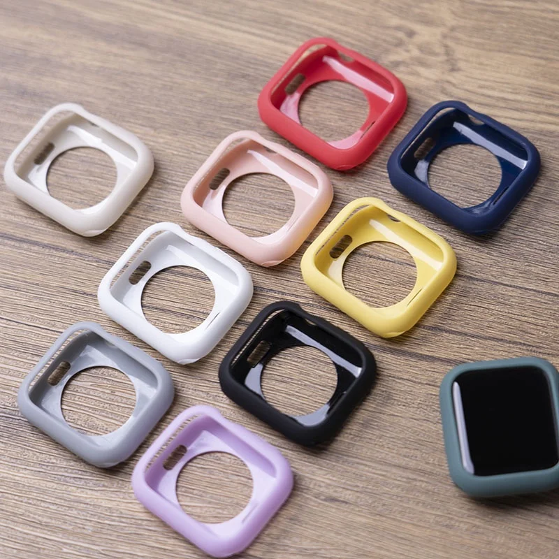 Soft Silicone Case for Apple Watch 8 7 45mm 41mm Cover Protection Shell iWatch series accessories SE 6 5 3 44mm 40mm 42mm 38mm