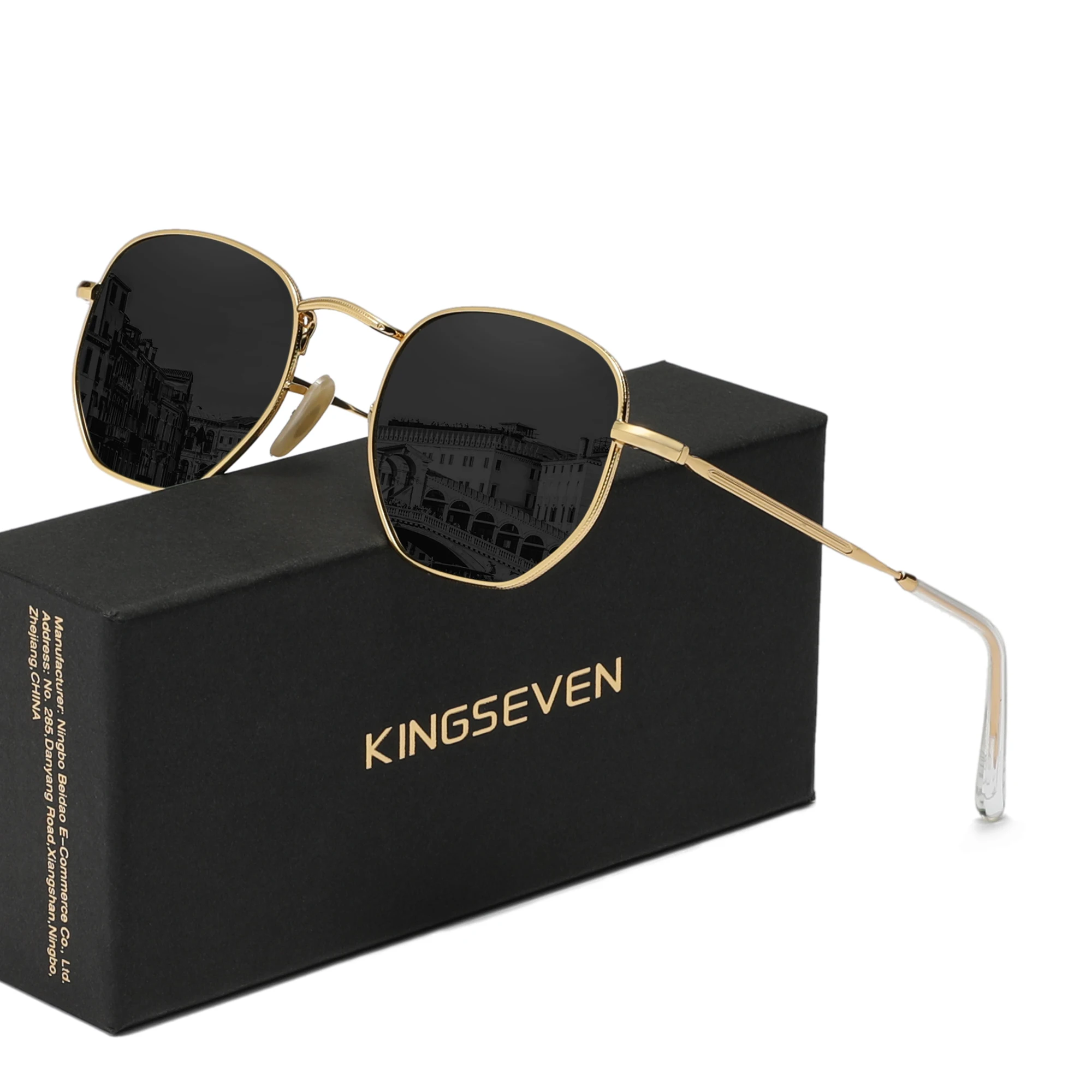KINGSEVEN Mode Runde Sonnenbrille Polarisierte UV400 Frauen Männer Anti-glare Fahren Gläser Legierung Rahmen Brillen – Detail 3