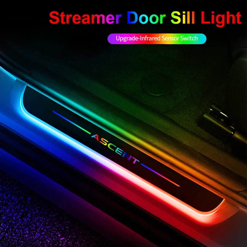 

For Subaru ASCENT Logo Acrylic LED Car Welcome Pedal Plate Light Auto Front Rear Door Sill Pathway Light Exterior Accessories