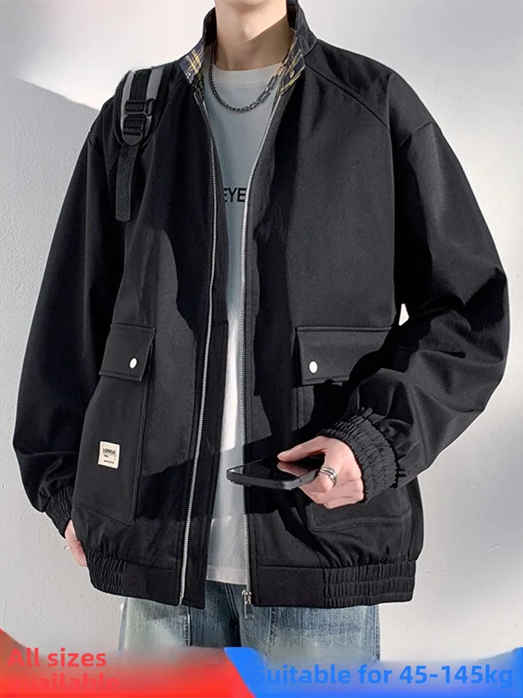 

MoChao, весенне-осенняя повседневная свободная рабочая одежда, мужская верхняя одежда с воротником-стойкой, большие размеры, мужская модная полиэстеровая одежда...