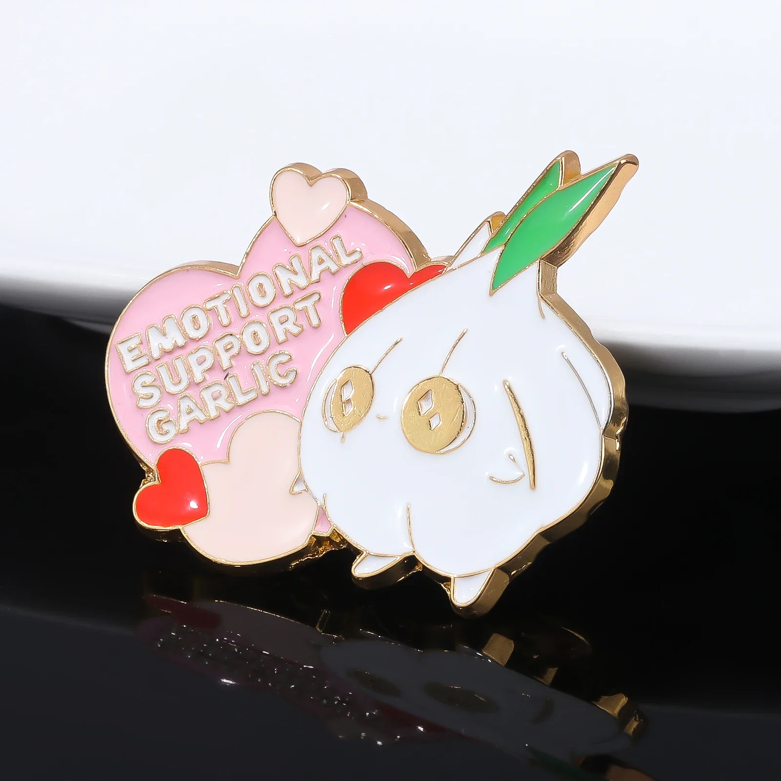 Emotional Support Garlic Brooch Positive Cute Heart Love Inspirational Pins Badge Backpack Decoration Jewelry Accessories Gifts