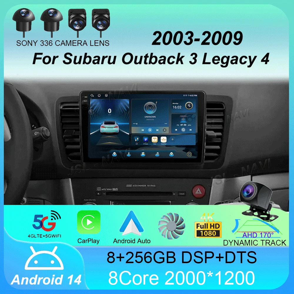 

Car Radio Android 14 Stereo For Subaru Outback 3 Legacy 4 2003-2009 Multimedia Video Player Navigation GPS 2din 2 DIN Head Unit