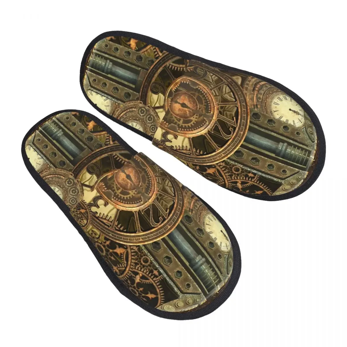 Steampunk Soft Scuff With Memory Foam Slippers Women Awesome Clocks Hotel House Shoes