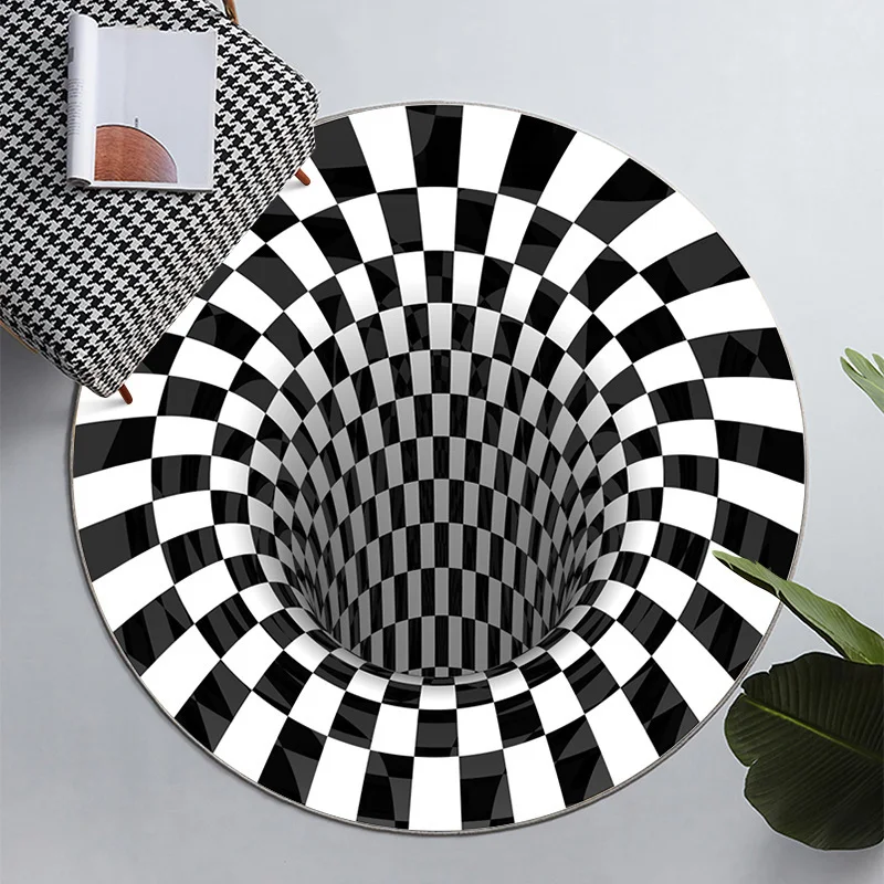 3D Vortex Illusion round carpet Trap Effect stampa tappeto per soggiorno camera da letto moderna Home Decor tappetino antiscivolo