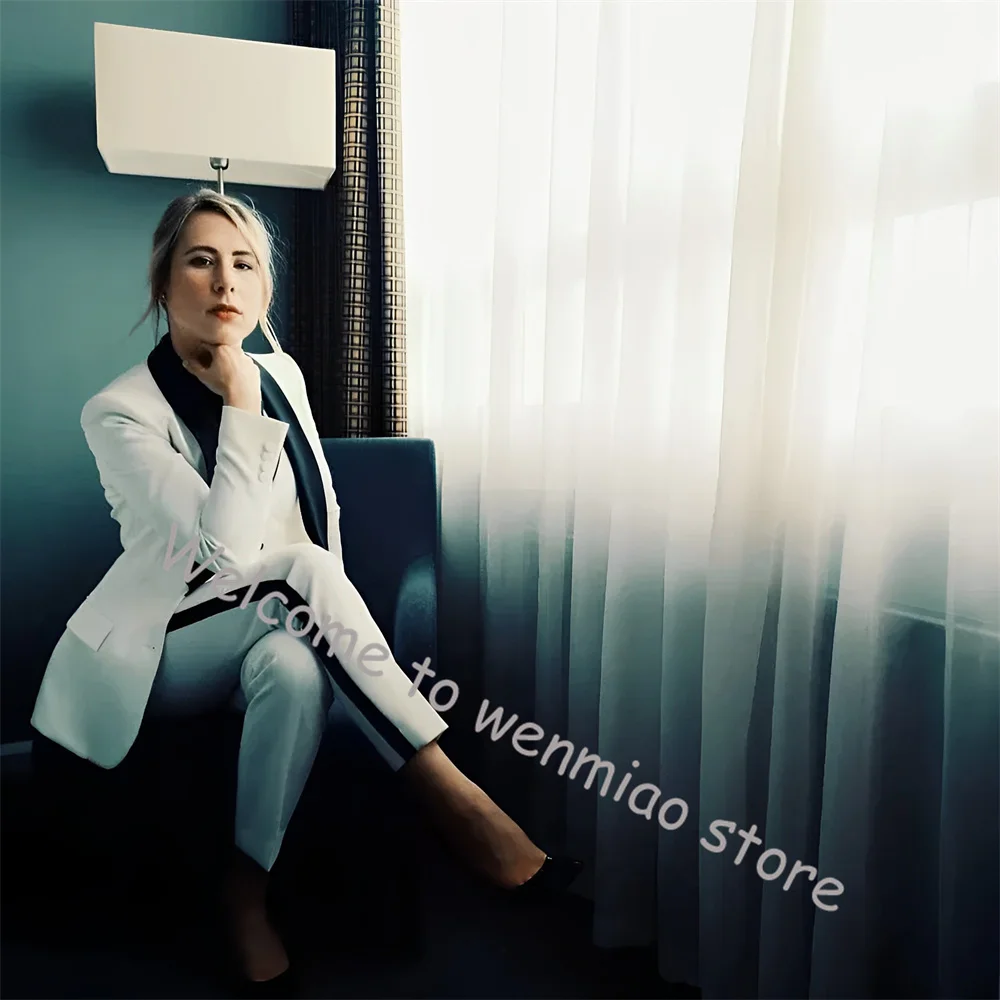 Ensemble 3 Pièces Blanc Trempé pour Femme, Vêtements de Travail Formels, Blazer à la Mode, Tenue Slim Fit