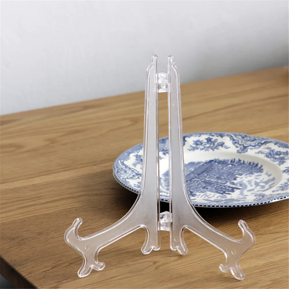 Black/Transparent Plate Holders Display Stand Plastic Easels Plate Holder Weddings Photo Picture Frame Display Stand Decoration