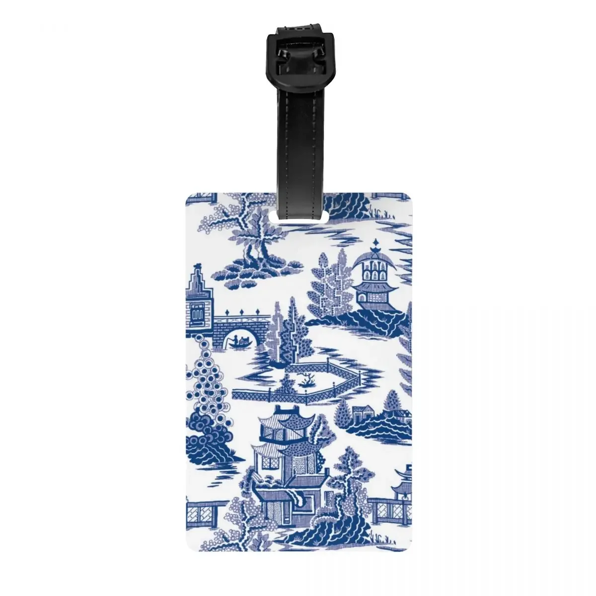 

Blue Willow Ancient Ming Porcelain Luggage Tag Custom Chinoiserie Pattern Baggage Tags Privacy Cover Name ID Card