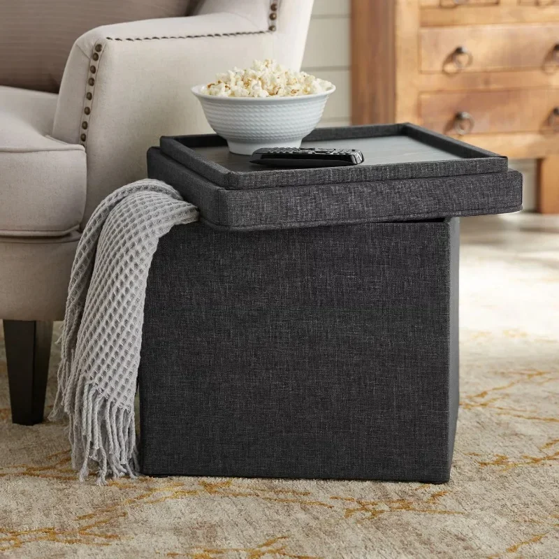 Homes & Gardens Addison Storage Ottoman with Tray, 16