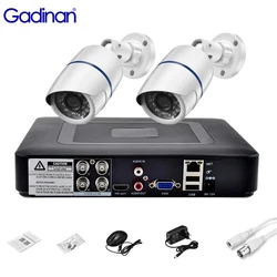 Gadinan AHD Camera Video Recorder 4CH DVR Kit CCTV Surveillance System Security Protection Outdoor 1080P 5MP 2PCS Bullet Camera