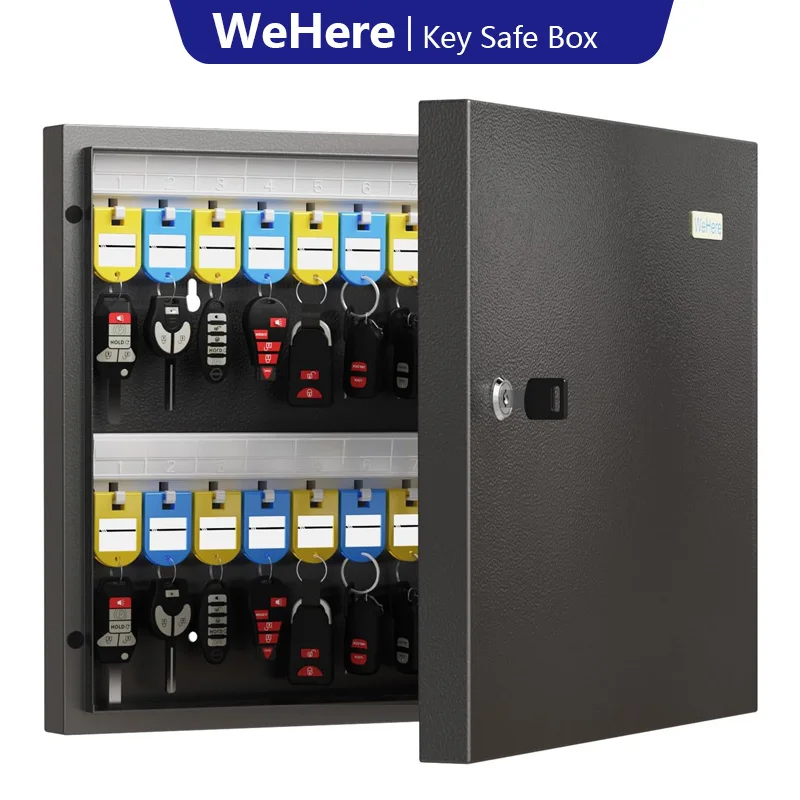Kotak Penyimpanan Kunci 48 Slot, Kotak Pengunci Kunci, Kotak Penyimpanan Kunci Aman untuk Valet, Hotel, Kunci Mobil dan Rumah, Penyimpan Kunci