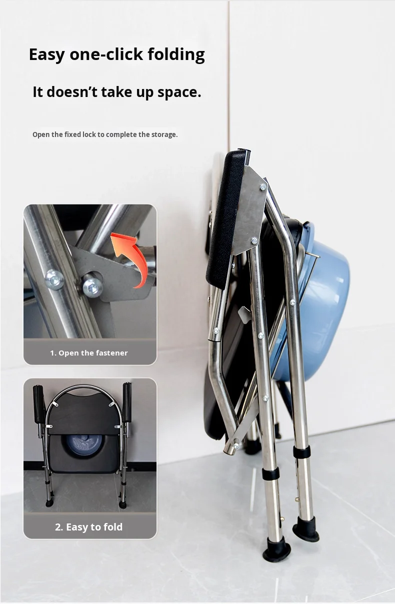Liyuan Foldable Stainless Steel Toilet Chair Class I Anti-Splash Anti-Slip Elderly Armrests Showerable Booster 150kg Capacity