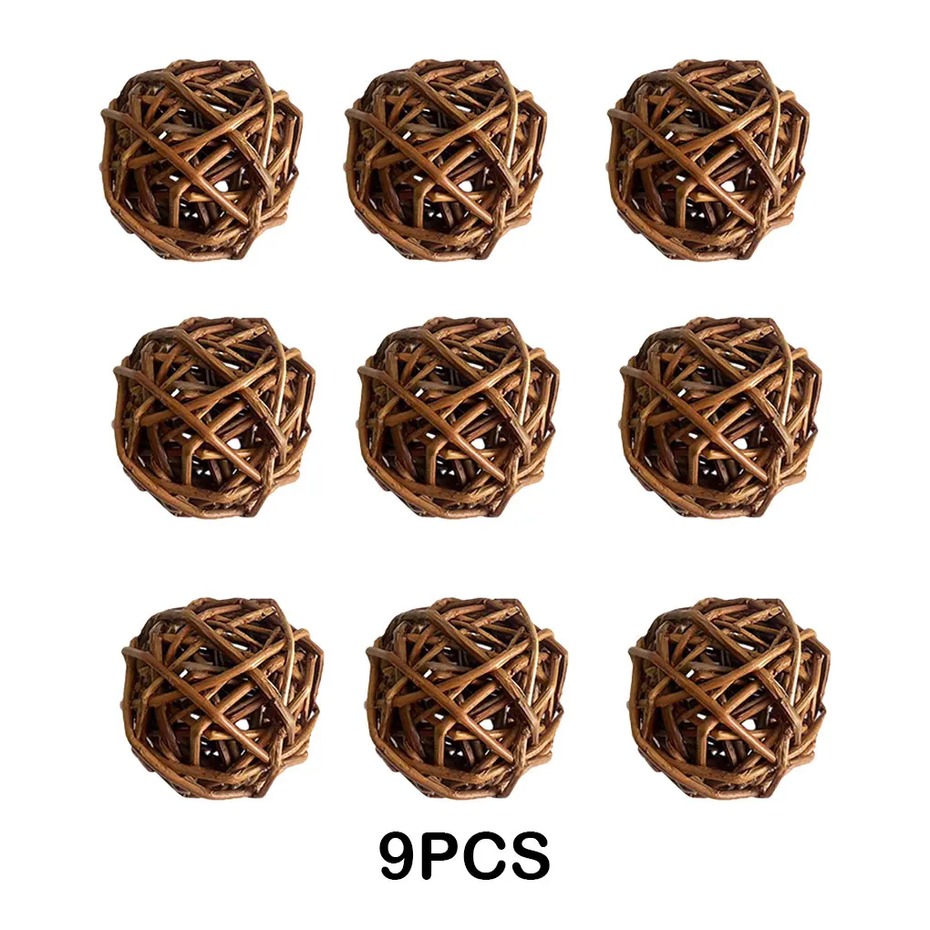 9pieces Guinea Pig Toy Natural Willow Branch Ball For Chewing And Entertainment Grind Teeth